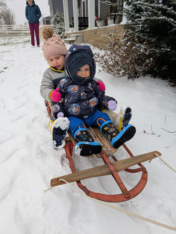 Didn’t have a ton of snow yet but wanted to get the kids out in it before dark