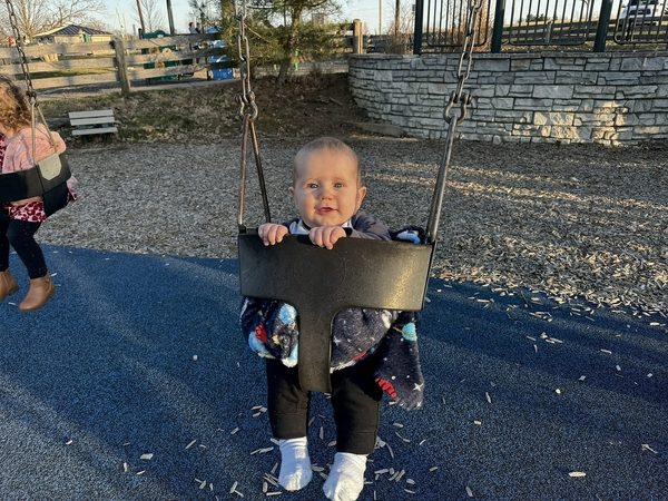 Fletcher’s first time on a swing